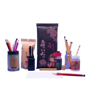 isekai anime style product photography of stationary products against a blue violet background featuring an expressive composition removebg preview