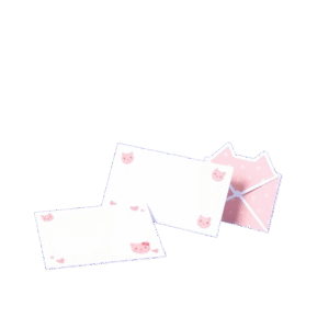 professional product photograph of adorable and cute stationary on a blue violet background. features charming details with a smooth gradient transition and seamless color blending